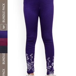 IndiWeaves Girls Pack Of 3 Printed Woolen Ankle Length Leggings-picture-31