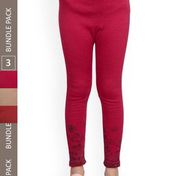 IndiWeaves Girls Pack Of 3 Printed Woolen Ankle Length Leggings-picture-32