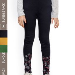 IndiWeaves Girls Pack Of 3 Printed Wool Ankle Length Leggings-picture-40