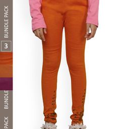 IndiWeaves Girls Pack Of 3 Printed Woolen Ankle Length Leggings-picture-27