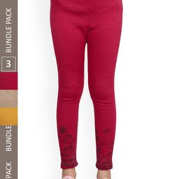 IndiWeaves Girls Pack Of 3 Printed Wool Ankle Length Leggings-picture-34