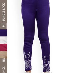 IndiWeaves Girls Pack Of 4 Printed Wool Ankle Length Leggings-picture-19