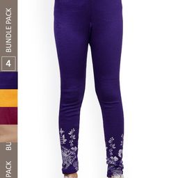 IndiWeaves Girls Pack Of 4 Printed Woolen Ankle Length Leggings-picture-16