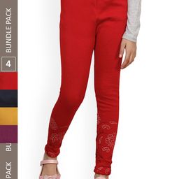 IndiWeaves Girls Pack Of 4 Printed Woolen Ankle Length Leggings-picture-9
