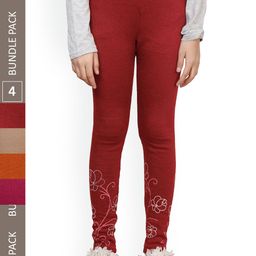 IndiWeaves Girls Pack Of 4 Printed Woolen Ankle Length Leggings-picture-13