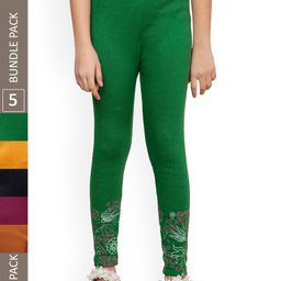 IndiWeaves Girls Pack of 5 Printed Ankle-Length Wool Leggings-picture-32