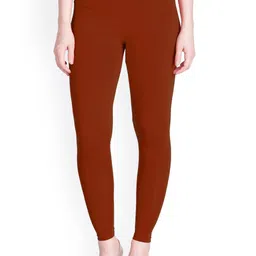 LYRA Women Rust Orange Solid Ankle Length Leggings-picture-27