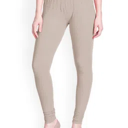 LYRA Women Taupe Solid Churidar Length Leggings-picture-45