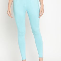 TAG 7 Women Blue Solid Comfort Fit Ankle Length Leggings-image-10