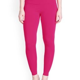 LYRA Women Pink Solid Ankle Length Leggings-53