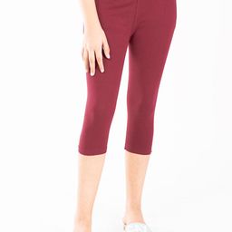 indian flower Girls Maroon Solid Three-Fourth Length Leggings-image-24