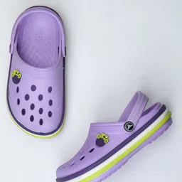 ABROS Unisex Kids Violet & White Rubber Clogs-32