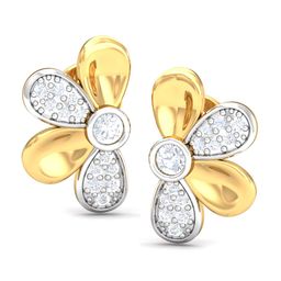 KUBERBOX 18KT Gold Diamond-Studded Floral Bloom Stud Earrings-1.85 gm-image-20