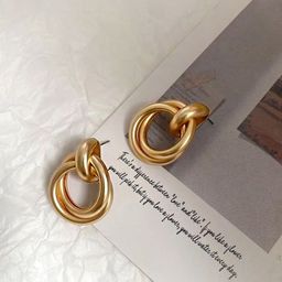 Yellow Chimes Gold Plated Twisted Circle Stud Drop Earrings-57
