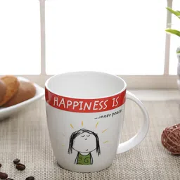 CLAY CRAFT White & Red Text or Slogans Printed Ceramic Glossy Mug-63