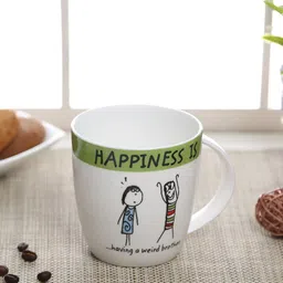 CLAY CRAFT White & Green Printed Ceramic Glossy Mug-13