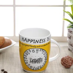 CLAY CRAFT Yellow & White Printed Ceramic Glossy Mug-17