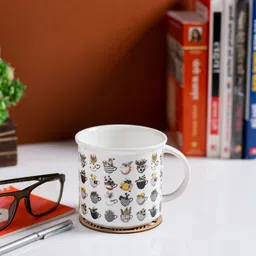 JCPL White & Black 2 Pieces Printed Ceramic Glossy Mugs 350 ml-9