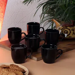 CDI Black Set Of 6 Dishwasher And Microwave Safe Ceramic Glossy Mugs 200 ML Each-22