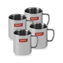 Sumeet 4 Pcs Stainless Steel Matte Cups Set-image-3