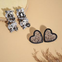 SOHI Pack Of 2 Silver-Plated Contemporary Drop Earrings-image-27