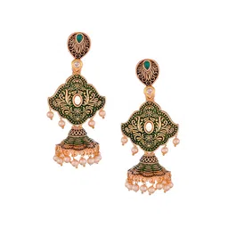 Shoshaa Women Green Contemporary Jhumkas Earrings image 3