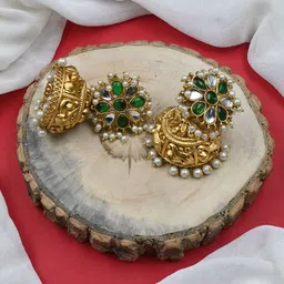 StileAdda Gold-Plated Dome Shaped Jhumkas image 4