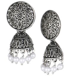 Adwitiya Collection Pack of 3 Silver-Plated Classic Jhumkas Earrings image 2