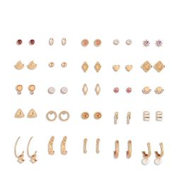 AMI Women Set of 25 White Gold-Plated Classy Contemporary Studs & Hoop Earrings image 3