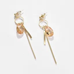 SOHI Gold Plated Artificial Stones Drop Earrings image 4