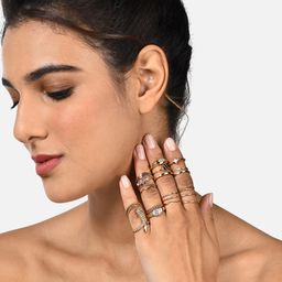 AMI Set Of 25 Gold-Plated Stone-Studded Finger Rings image 5