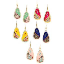 OOMPH Pack Of 5 Peacock Shaped Drop Earrings image 2