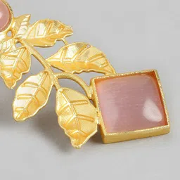 Anouk Gold-Plated Artificial Stones Leaf Shaped Drop Earrings image 2