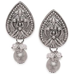 Rubans Silver-Plated Oxidized Classic Drop Earrings image 5