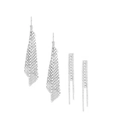 AMI Set Of 2 Stone Studded Geometric Drop Earrings image 2