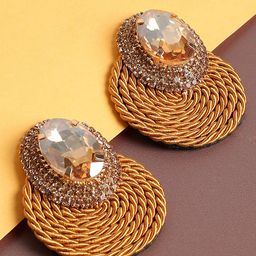 SOHI Gold-Plated Contemporary Drop Earrings image 2