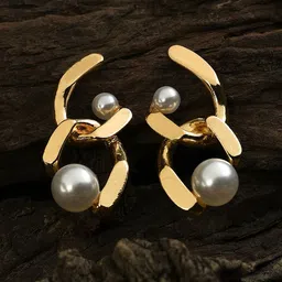 SOHI Gold-Plated Contemporary Drop Earrings image 4