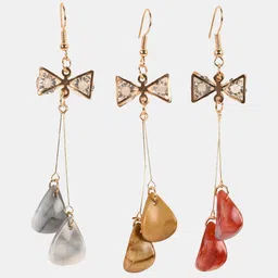 BuckleUp Pack Of 3 Stone-Studded Contemporary Drop Earrings image 4