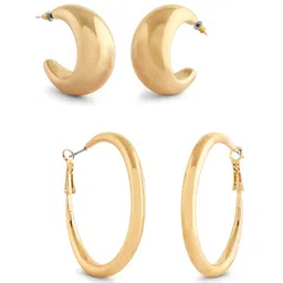 AMI Set of 2 Gold-Plated Circular Shaped Hoop Earrings image 2