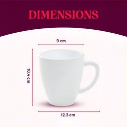 Larah by BOROSIL White & Red Printed Opalware Matte Mugs 400 ml image 2