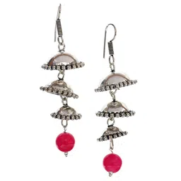 Ozanoo Silver Plated Triple Layer Jhumkas image 4