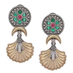 Anouk Silver-Toned Silver-Plated Oxidised Contemporary Drop Earrings image 5