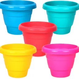 Multicolour Plastic Gamla/Planter/Pot, 8 inch | Garden Planters Plastic Vase-23