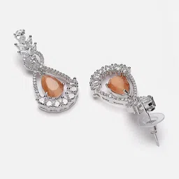 ZENEME Rhodium-Plated Teardrop Shaped Drop Earrings image 5