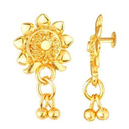 Vighnaharta Gold-Plated Leaf Shaped Drop Earrings image 3