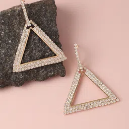 SOHI Silver Plated Triangular Drop Earrings image 4