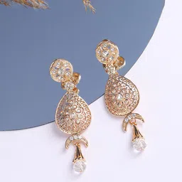 SOHI Gold Plated Contemporary Drop Earrings image 5
