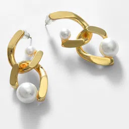 SOHI Gold-Plated Contemporary Drop Earrings image 3
