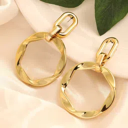SOHI Gold-Plated Circular Drop Earrings image 3