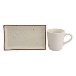 MIAH Decor Set Of 3 Cream-Coloured Handcrafted Solid Stoneware Matte Mugs & Tray image 3